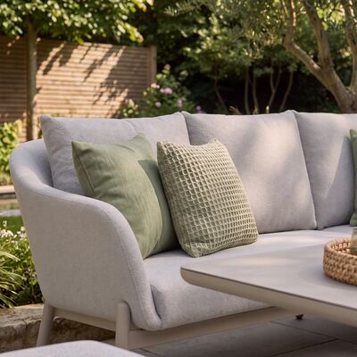 Bellagio Outdoor Fabric Rectangular Corner Sofa Set with 2 Round Coffee Tables - Champange