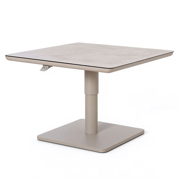 Bellagio Outdoor Fabric Square Corner Dining Set with Rising Table & Footstools  - Champagne