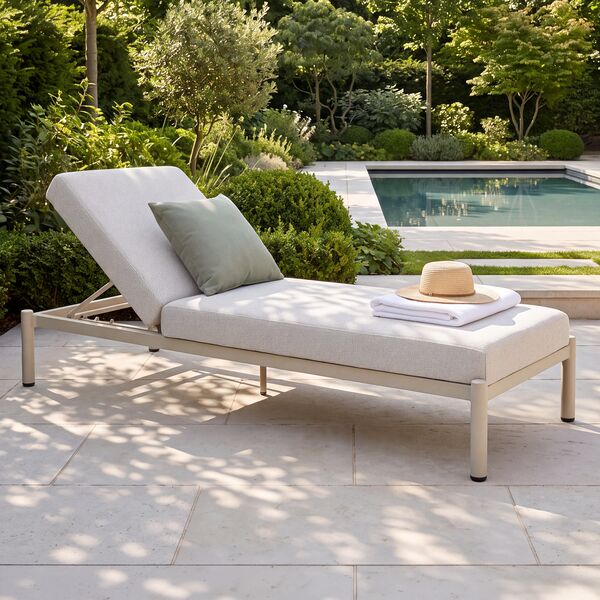 Bellagio Outdoor Fabric Single Sunlounger - Champagne