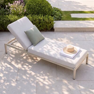 Bellagio Outdoor Fabric Single Sunlounger - Champagne