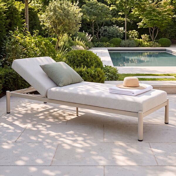 Bellagio Outdoor Fabric Single Sunlounger - Champagne