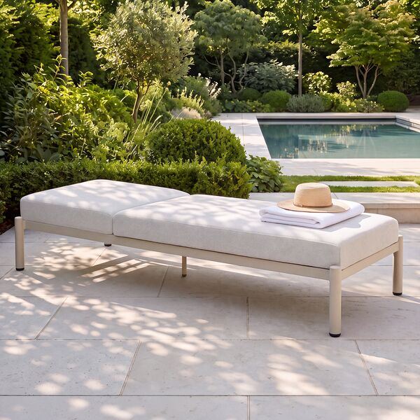 Bellagio Outdoor Fabric Single Sunlounger - Champagne