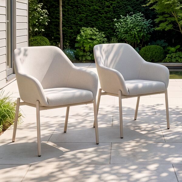 Bellagio Outdoor Fabric Pair of Dining Chairs - Champagne