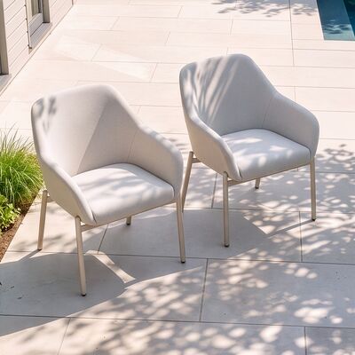 Bellagio Outdoor Fabric Pair of Dining Chairs - Champagne