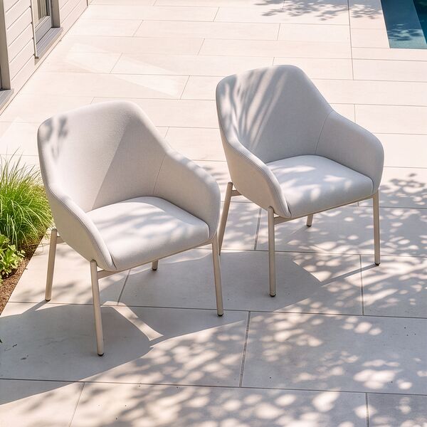 Bellagio Outdoor Fabric Pair of Dining Chairs - Champagne