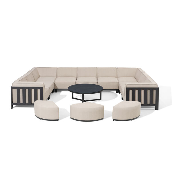 Maze - Outdoor Fabric Ibiza U Shape Sofa Set with Round Coffee Table & 3 Footstools - Oatmeal product image