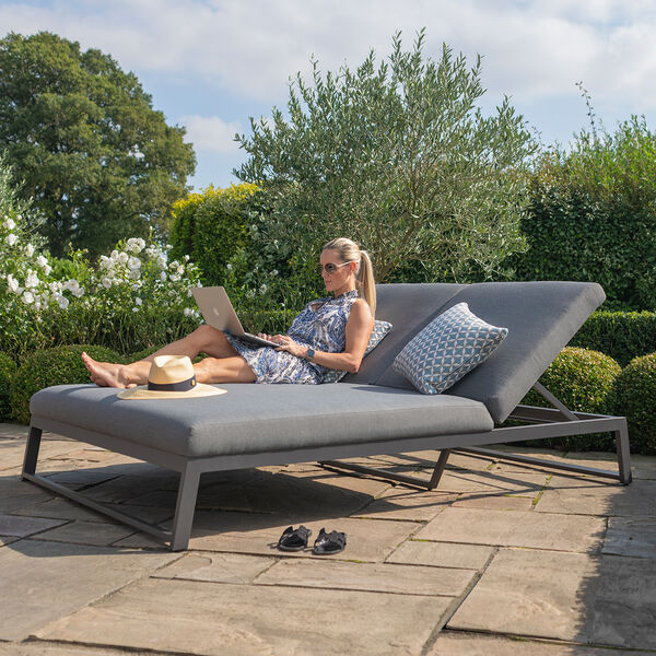 Maze - Outdoor Fabric Allure Double Sunlounger - Flanelle product image
