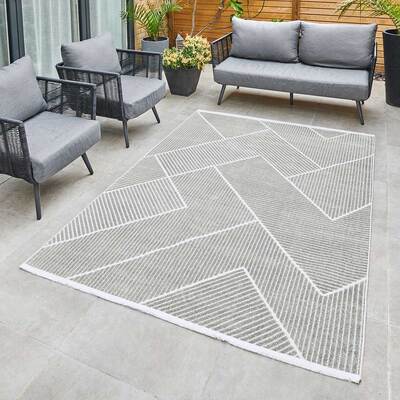Jazz - Geometric Silver Indoor and Outdoor Rug - 290cm x 190cm product image