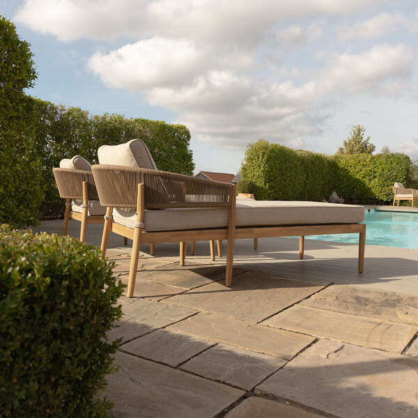Maze - Porto Rope Weave Double Sunlounger Set with Small Round Coffee Table product image