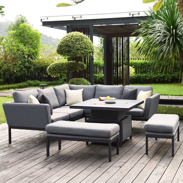 Maze - Outdoor Fabric Pulse Square Corner Dining Set with Rising Table - Flanelle product image