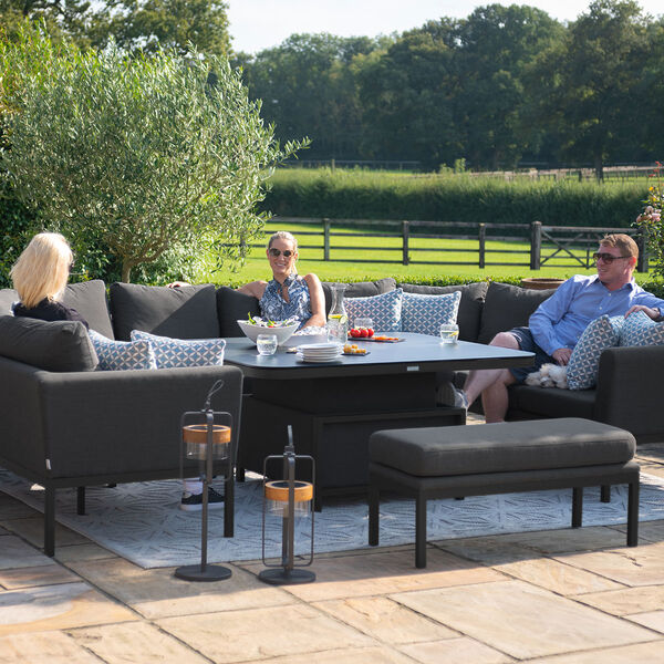 Maze - Outdoor Fabric Pulse U Shape Corner Dining Set with Rising Table - Charcoal product image