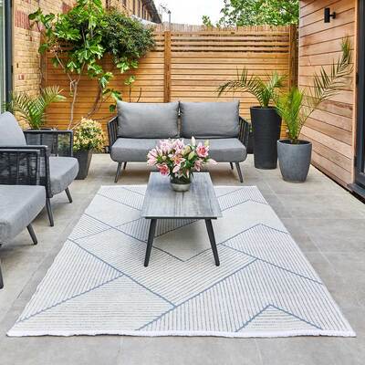 Jazz - Geometric Blue Indoor and Outdoor Rug - 220cm x 160cm product image