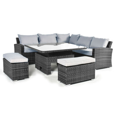Maze - Deluxe Kingston Rattan Corner Dining Set with Rising Table - Grey product image