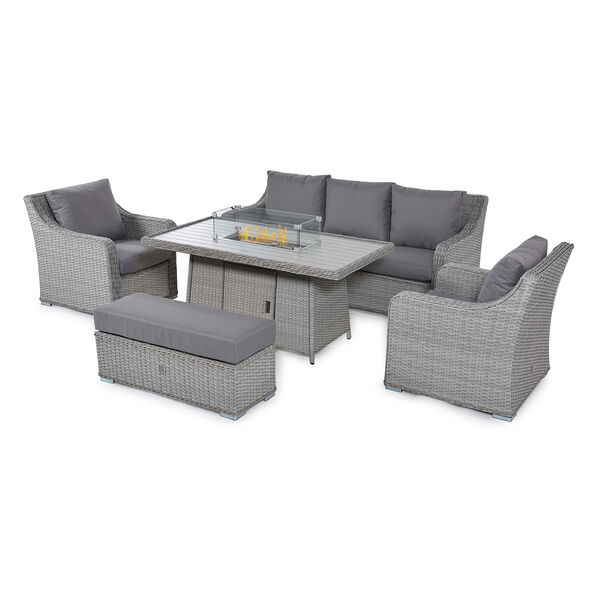 Maze - Ascot 3 Seat Rattan Sofa Dining Set with Fire Pit Table & Weatherproof Cushions product image