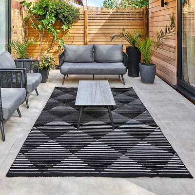 Jazz - Diamond Black / Grey Indoor and Outdoor Rug - 220cm x 160cm product image