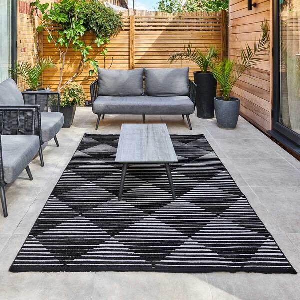 Jazz - Diamond Black / Grey Indoor and Outdoor Rug - 220cm x 160cm product image