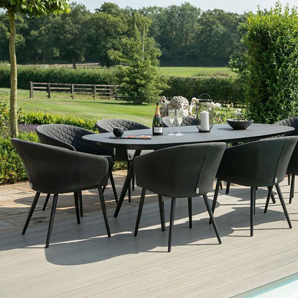 Maze - Outdoor Fabric Ambition 8 Seat Oval Dining Set - Charcoal product image