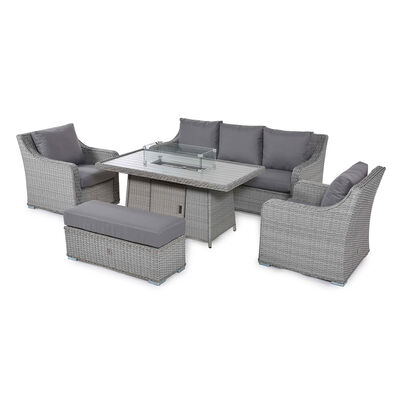 Maze - Ascot 3 Seat Rattan Sofa Dining Set with Fire Pit Table & Weatherproof Cushions product image