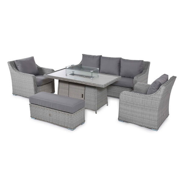 Maze - Ascot 3 Seat Rattan Sofa Dining Set with Fire Pit Table & Weatherproof Cushions product image