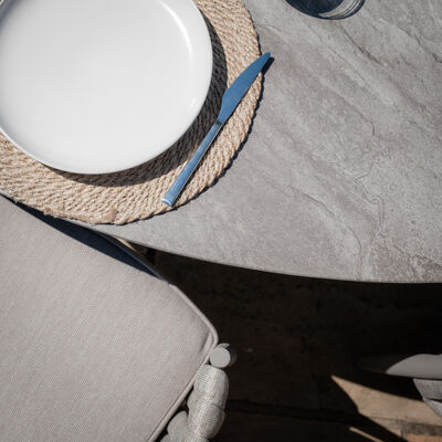 Maze - Milan Rope Weave 6 Seat Oval Dining Set with Lazy Susan - Cool Linen product image