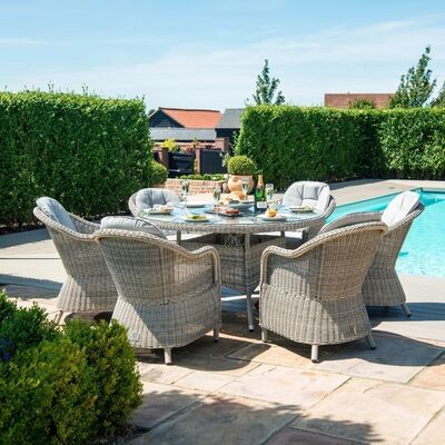Maze - Oxford Heritage 6 Seat Round Rattan Fire Pit Dining Set with Lazy Susan product image