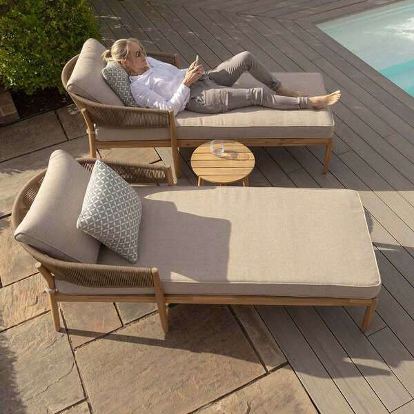 Maze - Porto Rope Weave Double Sunlounger Set with Small Round Coffee Table product image
