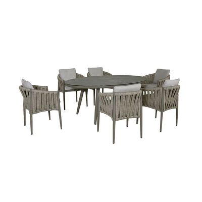 Maze - Milan Rope Weave 6 Seat Oval Dining Set with Lazy Susan - Cool Linen product image