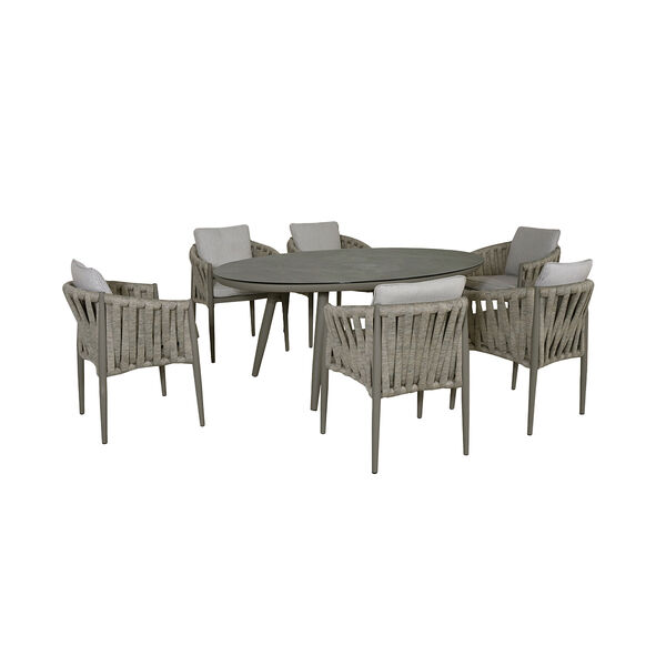 Maze - Milan Rope Weave 6 Seat Oval Dining Set with Lazy Susan - Cool Linen product image