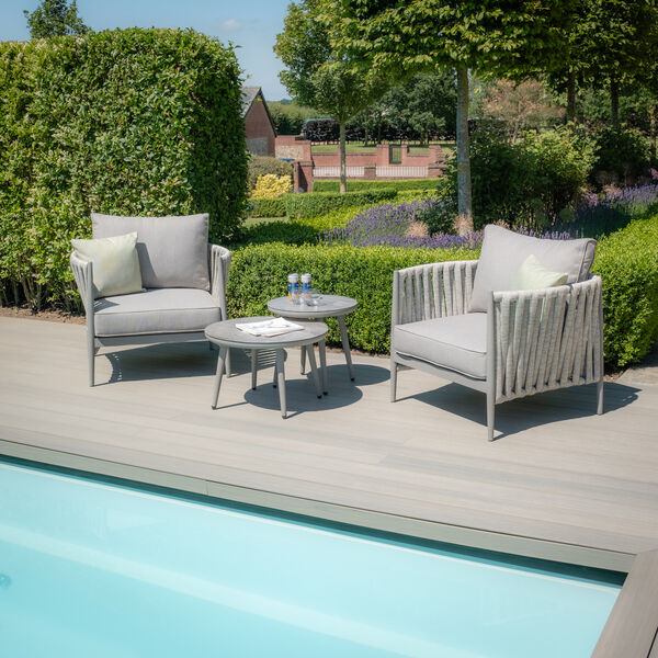 Maze - Milan Rope Weave Lounge Set with 2 Round Coffee Tables - Cool Linen product image