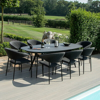 Maze - Outdoor Fabric Pebble 8 Seat Oval Dining Set - Charcoal product image