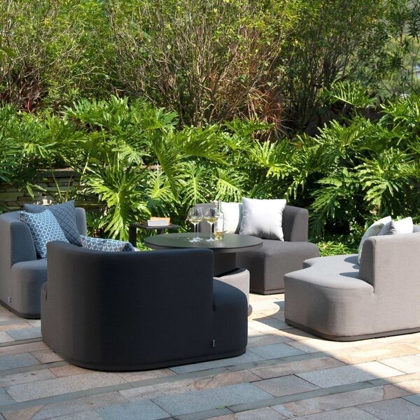 Maze - Outdoor Fabric Snug Lifestyle Suite with Rising Table - Flanelle & Charcoal product image