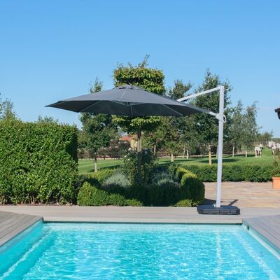 Maze - Zeus 3.5m Round Rotating Cantilever Parasol With LED Lights - Grey product image