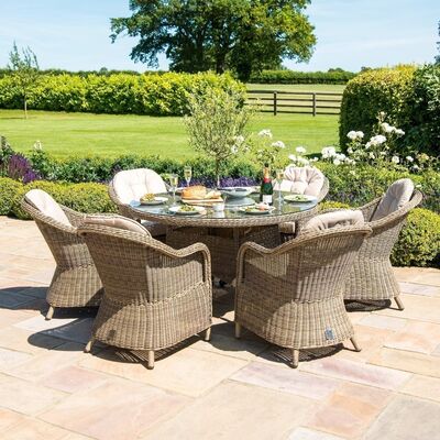 Maze - Winchester Heritage 6 Seat Round Rattan Fire Pit Dining Set with Lazy Susan product image