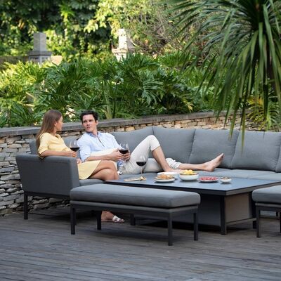 Maze - Outdoor Fabric Pulse Rectangular Corner Dining Set with Rising Table - Flanelle product image