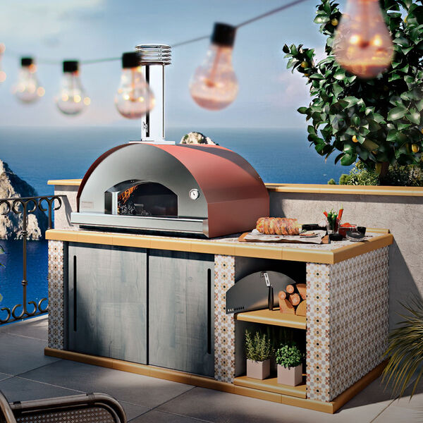 Fontana - Mangiafuoco Wood Burning Build In Pizza Oven - Rosso