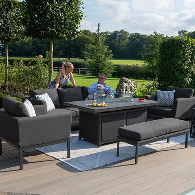 Maze - Outdoor Fabric Pulse 3 Seat Sofa Set with Fire Pit Table - Charcoal product image