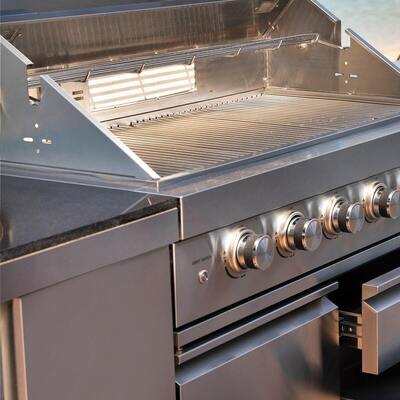 Maze - Linear Outdoor Kitchen 6 Burner with Sink & Single Fridge - Stainless Steel product image