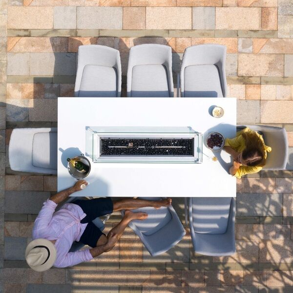 Maze - Outdoor Fabric Regal 8 Seat Rectangular Bar Set with Fire Pit Table - Lead Chine product image