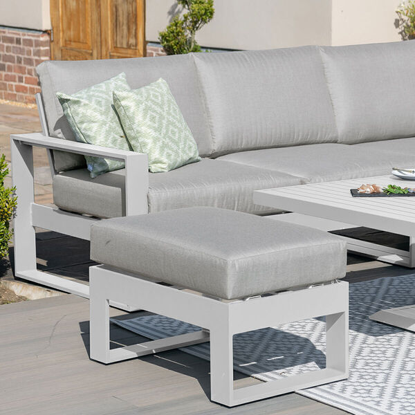 Maze - Amalfi Large Aluminium Corner Dining Set with Rising Table & Footstools  - White product image