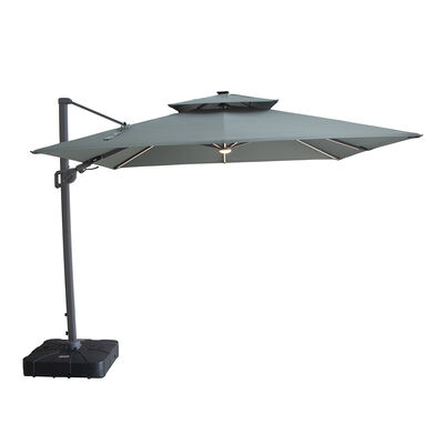 Maze - Apollo Solar LED 3m x 3m Square Rotating Cantilever Parasol with Base - Oil Green product image