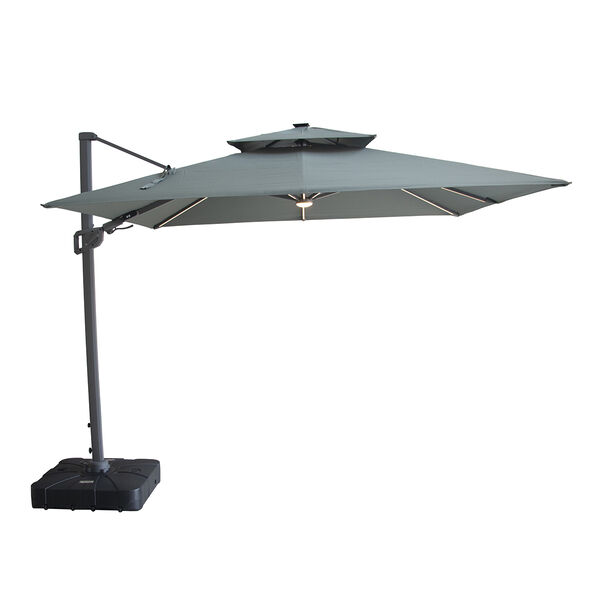 Maze - Apollo Solar LED 3m x 3m Square Rotating Cantilever Parasol with Base - Oil Green product image