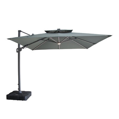 Maze - Apollo Solar LED 3m x 3m Square Rotating Cantilever Parasol with Base - Oil Green product image