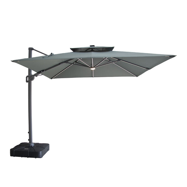 Maze - Apollo Solar LED 3m x 3m Square Rotating Cantilever Parasol with Base - Oil Green product image