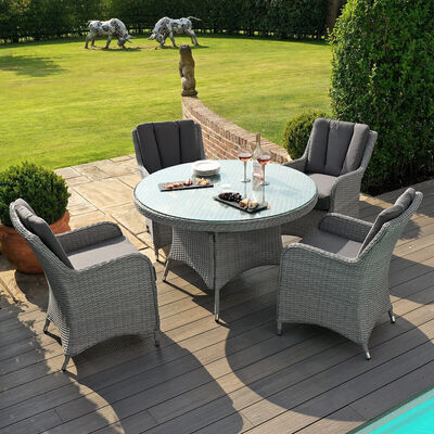 Maze - Ascot 4 Seat Round Rattan Dining Set with Weatherproof Cushions product image