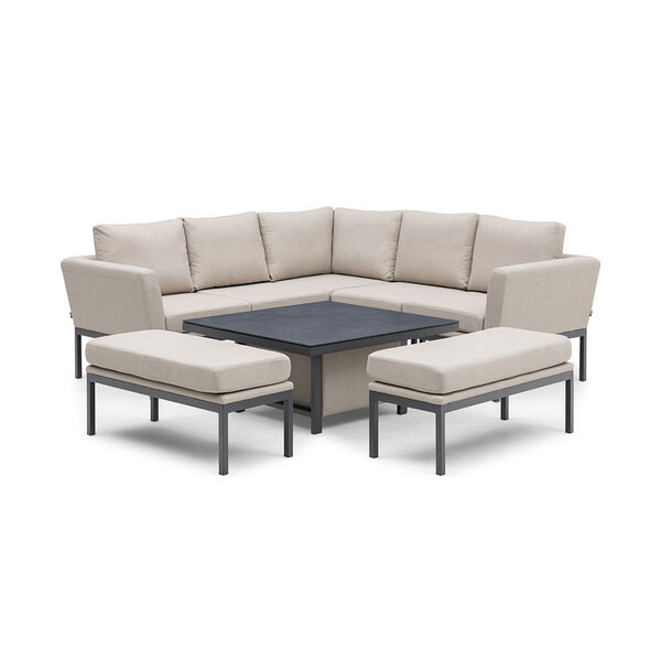 Maze - Outdoor Fabric Pulse Square Corner Dining Set with Rising Table - Oatmeal product image