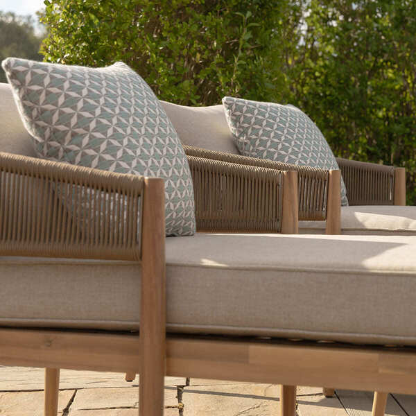 Maze - Porto Rope Weave Double Sunlounger Set with Small Round Coffee Table product image