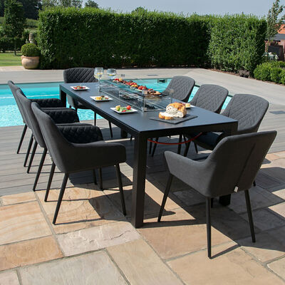 Maze - Outdoor Fabric Zest 8 Seat Rectangular Dining Set with Fire Pit Table - Charcoal product image