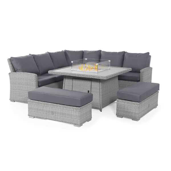 Maze - Ascot Deluxe Rattan Corner Dining Set with Fire Pit Table & Weatherproof Cushions product image