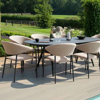 Maze - Outdoor Fabric Pebble 8 Seat Oval Dining Set - Taupe product image