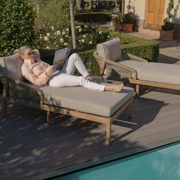 Maze - Martinique Rope Weave Double Sunlounger Set with Round Coffee Table product image